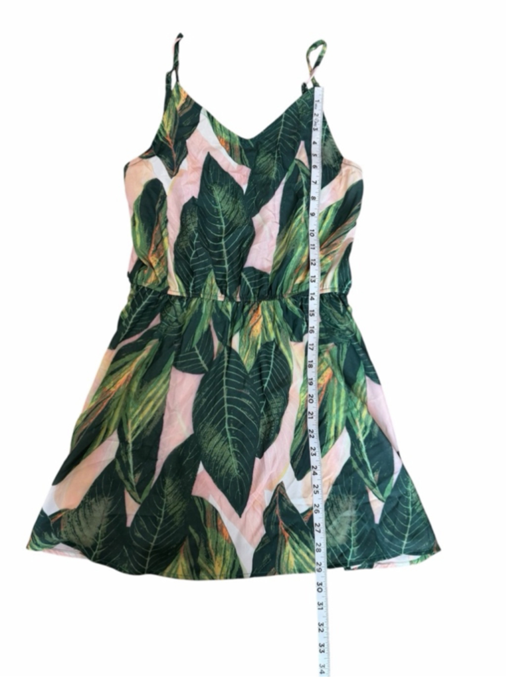 Cupshe Tropical Leaf Print Mini Dress Spaghetti Strap Flowy Summer - Picture 8 of 11